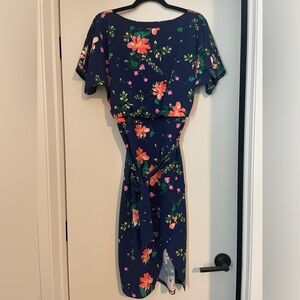 Kensie Blue and Orange High Low Sundress with Flutter Sleeves